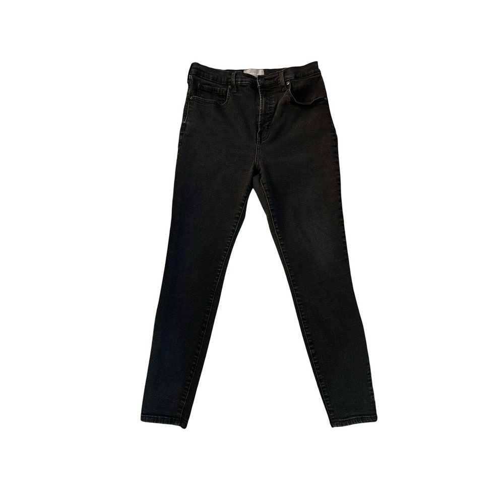 Everlane Authentic High Rise Skinny Jeans Sz 31 Washed Black Denim Cotton Modal